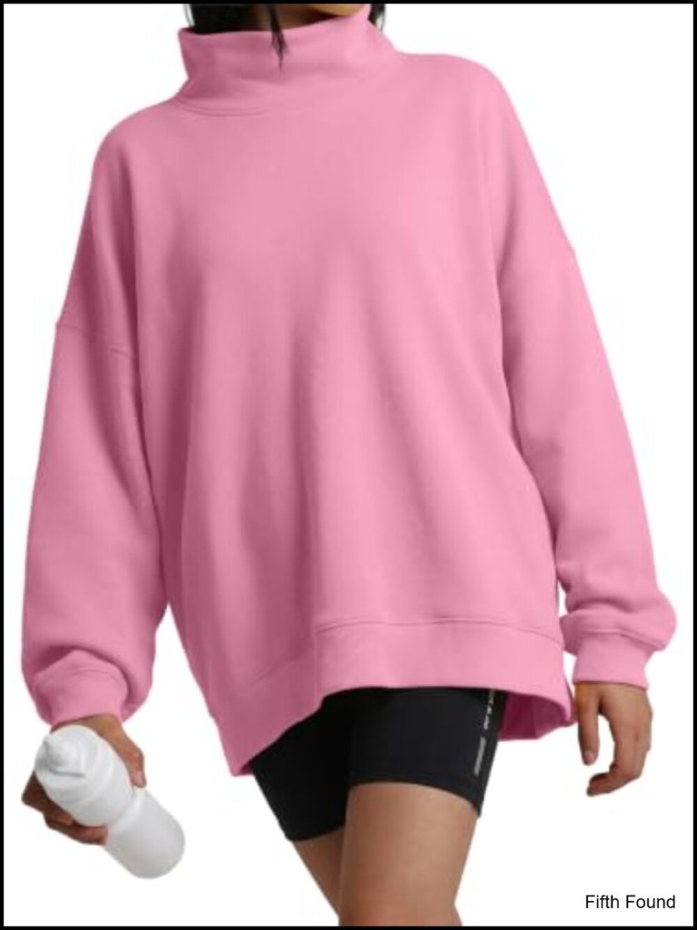Oversized Mock Neck Pullover Sweatshirt Cotton Blend Preppy Casual Top